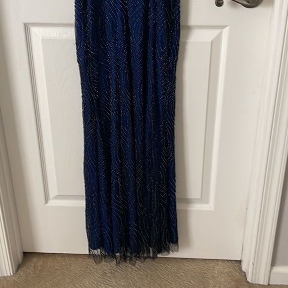 Beautiful formal beaded dress. Navy blue with a split on the front of the dress. - Picture 9 of 11